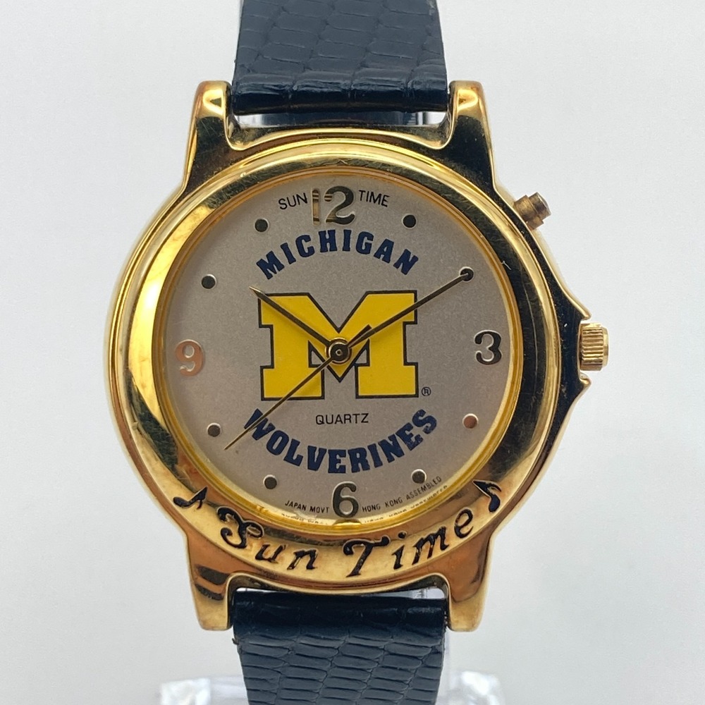 University Of Michigan Wolverines Men's Watch 34mm Sun Time No Music New Battery